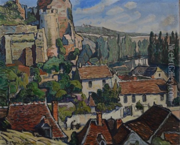 Village Et Fortifications A La Riviere Oil Painting - Raoul Carre