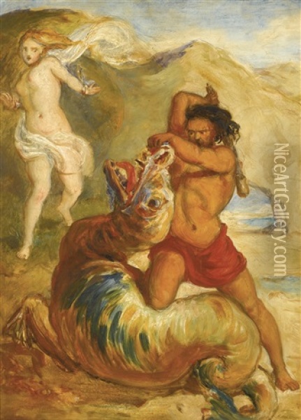 Perseus Saving Andromeda Oil Painting - John Everett Millais