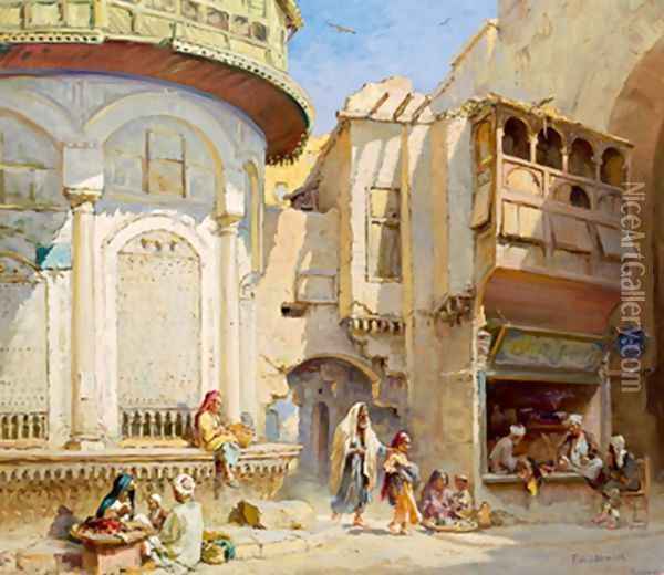 Streetscene in Cairo Oil Painting - Frans Wilhelm Odelmark