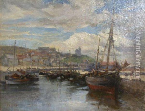 Moored Boats Oil Painting - Robert Buchan Nisbet