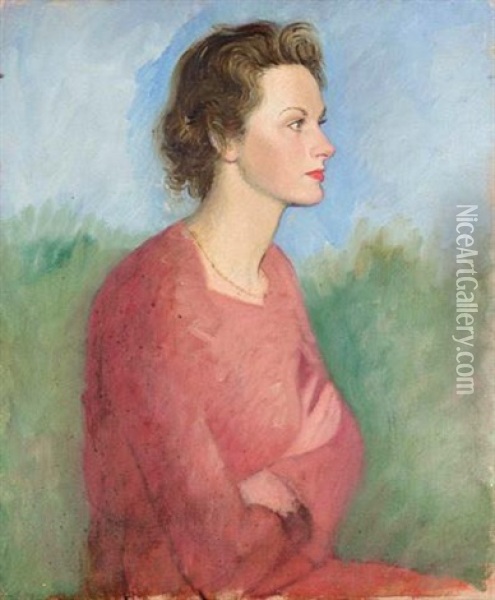Portrait Of Joan Waters Oil Painting - William (Sir) Rothenstein