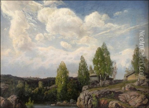 Maisema Karjalohjalta Oil Painting - Fanny Maria Churberg