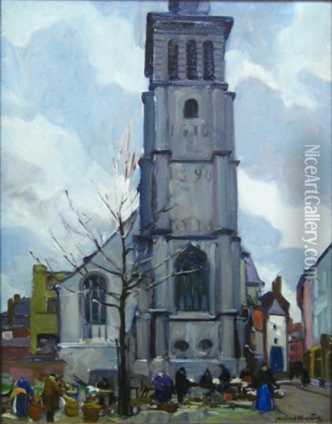 La Place Du Marche A Namur Oil Painting - Alfred Martin