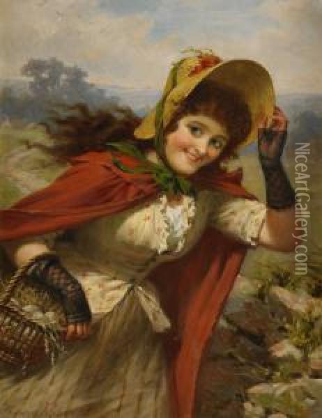 When The Wind Blows Oil Painting - Edwin Thomas Roberts