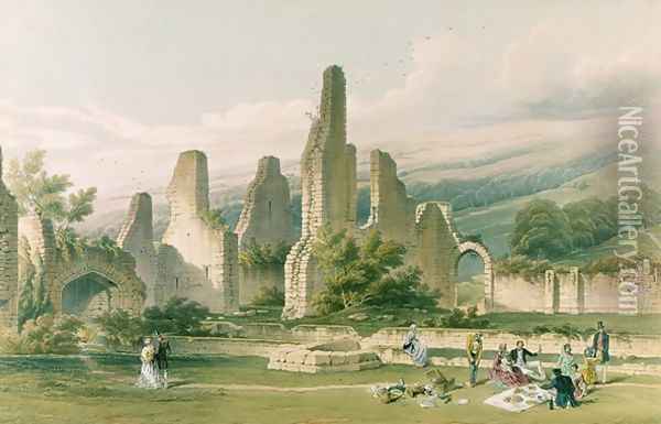 Sawley Abbey, from The Monastic Ruins of Yorkshire, engraved by George Hawkins 1819-52, 1842 Oil Painting - William Richardson