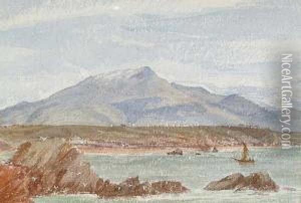 Boats In A Coastal Landscape Oil Painting - James Orrock