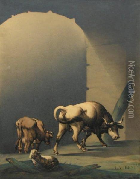 Taureau, Vache, Mouton Oil Painting - Remacle Joseph Laurenty