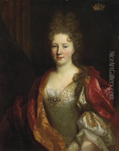 Portrait De Femme Oil Painting - Nicolas de Largillierre
