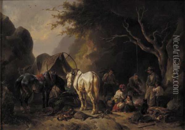 Bohemiens: At The Camp-fire Oil Painting - Wouterus Verschuur