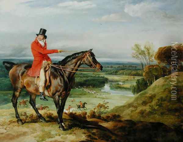 John Levett hunting in the Park at Wychnor, Staffordshire, 1814-18 Oil Painting - James Ward