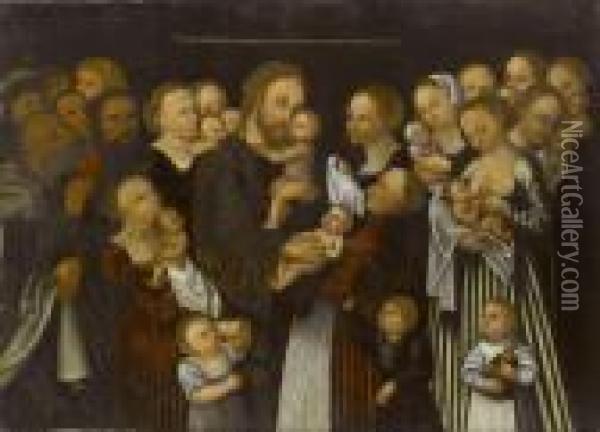 Lasset Die Kindlein Zu Mir Kommen Oil Painting - Lucas The Elder Cranach