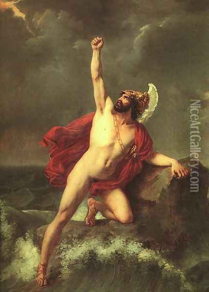 Death of Ajax Oil Painting - Henri Auguste Calixte Cesar Serrur
