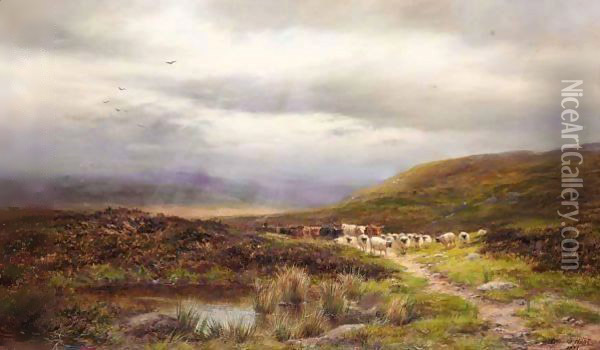 A North Derbyshire Moorland Oil Painting - Louis Bosworth Hurt