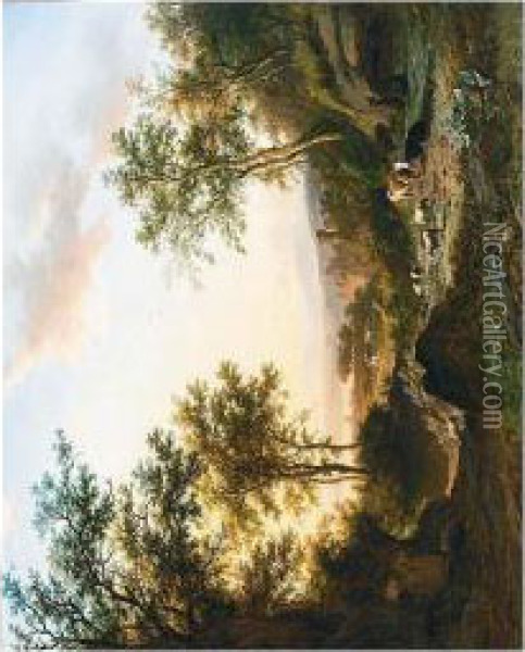 A Panoramic Landscape With Oil Painting - Willem Bodemann