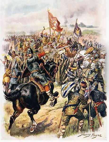 Harolds c.1022-66 Last Stand, illustration from Glorious Battles of English of English History by Major C.H. Wylly Oil Painting - Henry A. (Harry) Payne