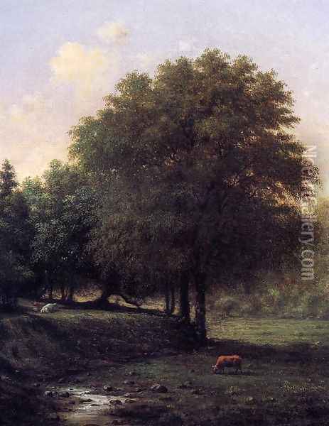 Summer Landscape With Cattle Oil Painting - Martin Johnson Heade