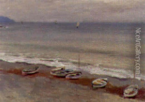 Marina Con Barche Oil Painting - Giorgio Belloni