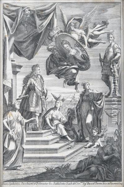 Allegoria Delle Nozze Tra Filippo V Di Spagna Ed Elisabetta Farnese Oil Painting - Giovan Battista Sintes