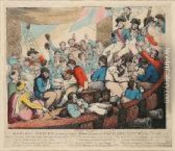 Admiral Nelson Recreating With His Brave Tars After The Glorious Battle Of The Nile Oil Painting - Thomas Rowlandson