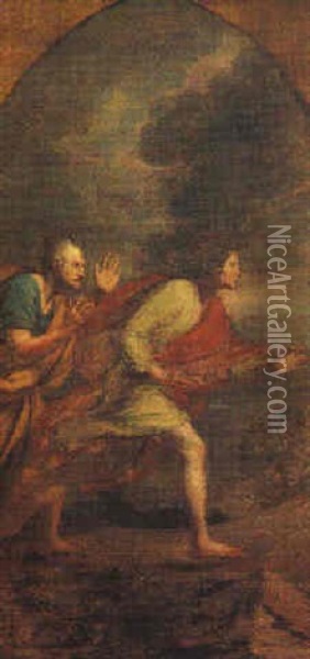 Gli Apostoli Pietro E Giovanni Corrono Al Sepolcro Di Cristo Oil Painting - Giuseppe Cades