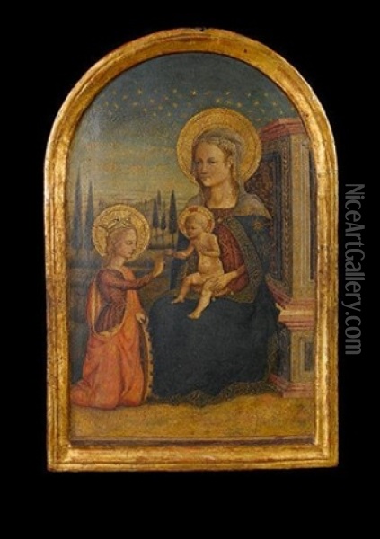 The Mystic Marriage Of Saint Catherine Oil Painting -  Master of San Miniato