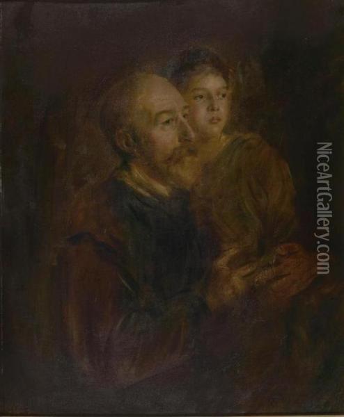 Giovanni Meyer, Marchese Di Montagliari, Mit Seiner Tochter
 Palma. Oil Painting - Franz von Lenbach