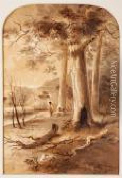 Gumtrees Oil Painting - Samuel Thomas Gill