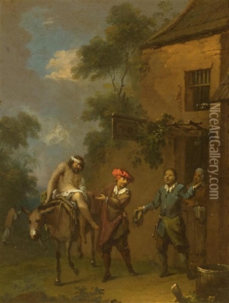 The Good Samaritan Oil Painting - Norbert Joseph Carl Grund
