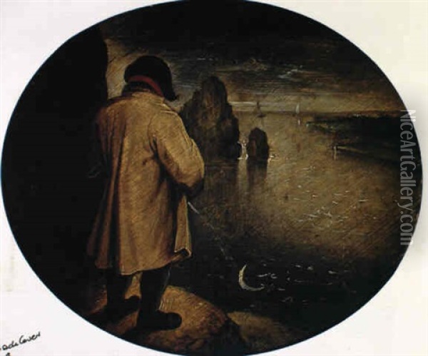 A Man Pissing On Th E Moon Oil Painting - Pieter Brueghel the Younger