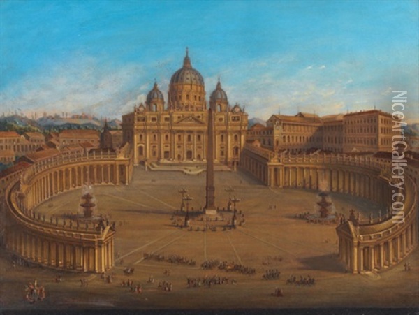 Ansicht Des Petersplatzes In Rom Oil Painting - Joseph Bolzern