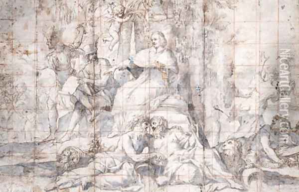 The Apotheosis of Cardinal Mazarin Oil Painting - Giovanni Francesco Romanelli
