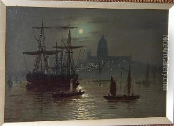 St. Paul's From The Thames Oil Painting - Wilfred Jenkins