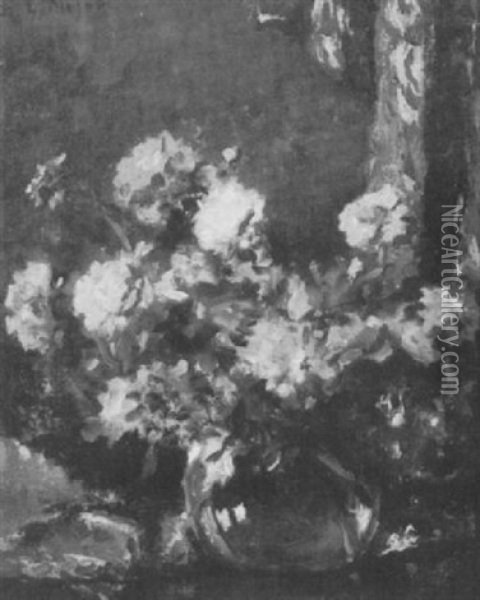 Flowers In A Vase Oil Painting - Ernest Lee Major