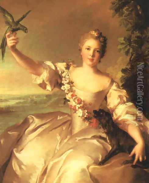 Portrait of the Marquise d'Antin Oil Painting - Jean-Marc Nattier