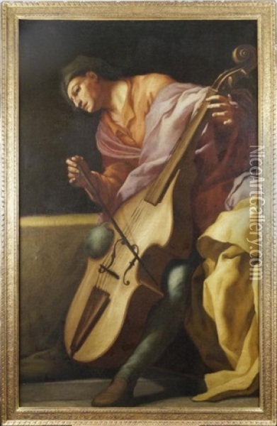 Un Joueur De Viole De Gambe Oil Painting - Giuseppe Maria Crespi