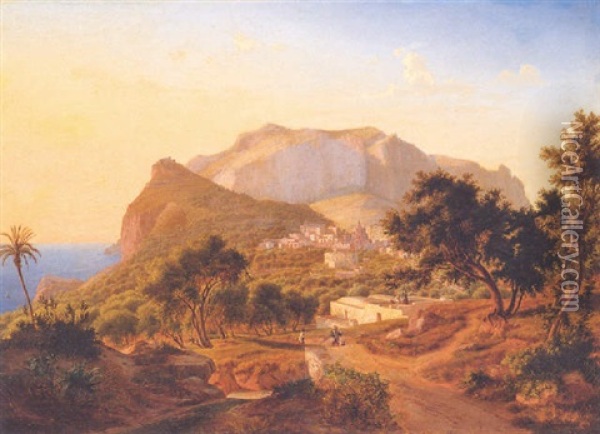 Capri Oil Painting - Eugen von Guerard