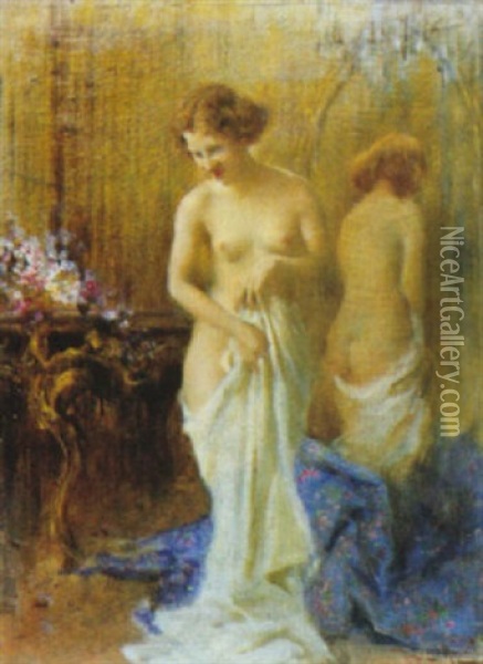 Nudo Allo Specchio Oil Painting - Francesco Longo Mancini
