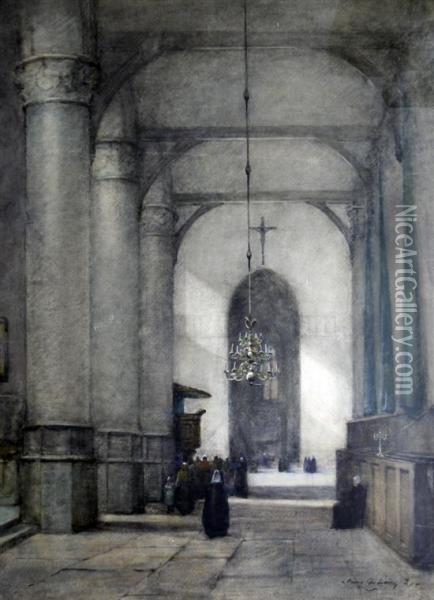 Church Interior Oil Painting - James Garden Laing