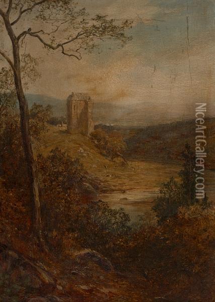 Neidpath Castle Oil Painting - Pollok Sinclair Nisbet