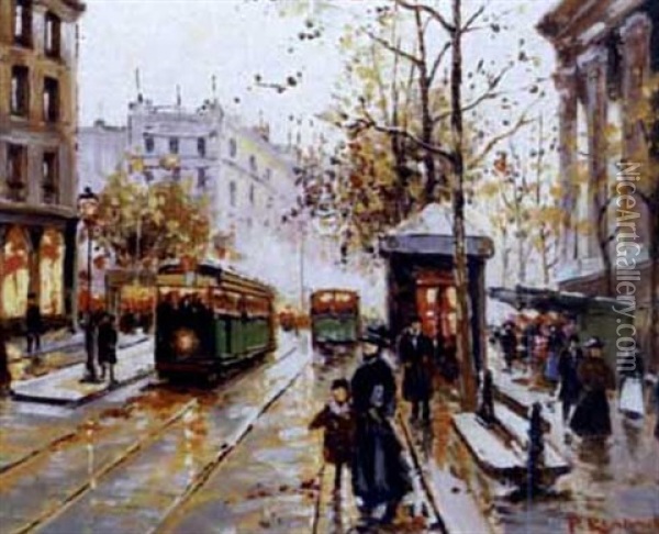 Busy Street In Paris Oil Painting - Paul Renard