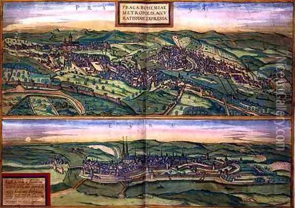 Map of Prague and Egg from Civitates Orbis Terrarum Oil Painting - Joris Hoefnagel