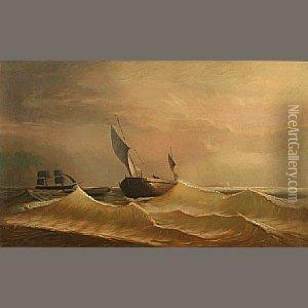 Grain Ship Approaching In A Rough Sea Oil Painting - Edward Percy Moran
