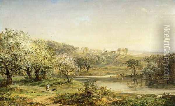 Spring, Chenango Valley Oil Painting - Jasper Francis Cropsey