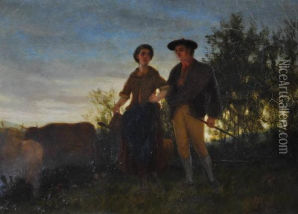 Highland Couple Oil Painting - John Brown Abercrombie