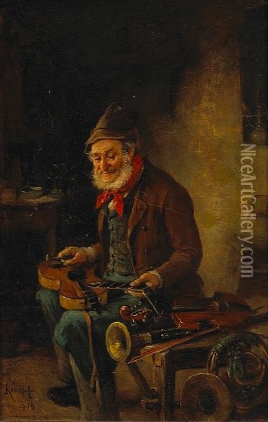 Hard At Work; A Peaceful Moment (a Pair) Oil Painting - Hermann Kern