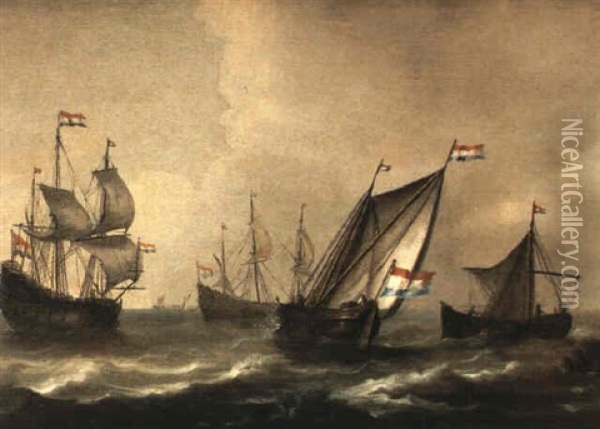 Marine Oil Painting - Hendrik Jacobsz Dubbels