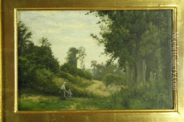 Promenade De La Mere Et De Son Enfant Oil Painting - Stanislas Lepine