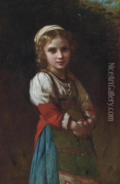 A French Peasant Girl Oil Painting - Charles Zacharie Landelle