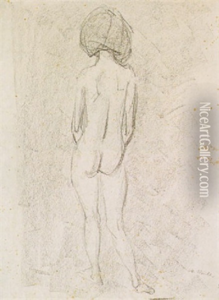 Stehender Weiblicher Ruckenakt Oil Painting - Otto Mueller
