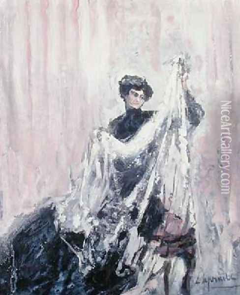 Woman in Black Oil Painting - Pierre Laprade